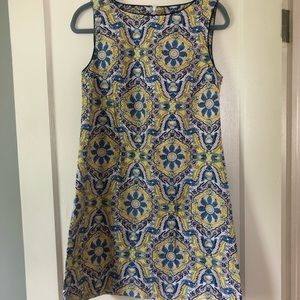 Betsey Johnson Yellow China Plate Sheath Sleeveless Mini Dress Size 6